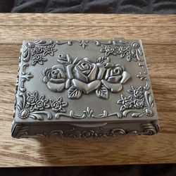 Silver Rose Jewelry Box