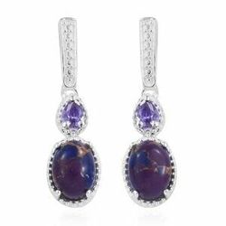 Mojave Purple Turquoise, Purple Diamond Dangle Earrings