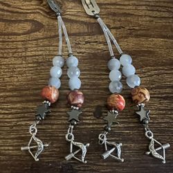 Silver Hair Clips With Beads And Bow And Arrow Charms 