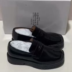 Black Leather Maison Margiela Loafers
