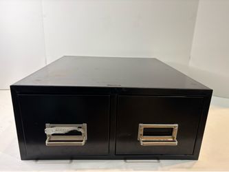 Steelmaster Lit-Ning Metal Card Index File Cabinet 2 Drawer Vintage 1998 Black
