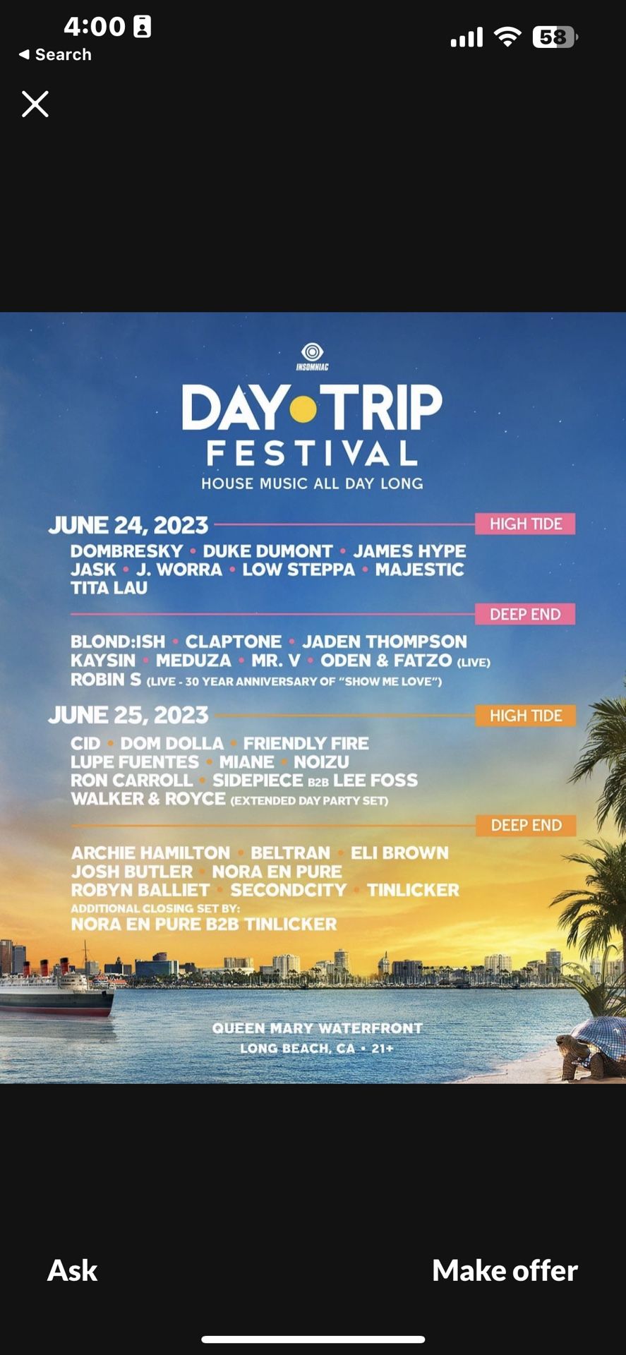 Need 1 GA Ticket for Saturday