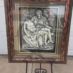 REDUCED Large Resin Madonna And Christ In 31x26 Decorative Shadowbox
