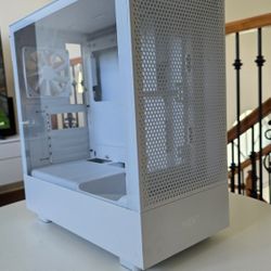 NZXT H5 Flow White Compact ATX Mid-Tower PC Case Tempered Glass Excellent Condition