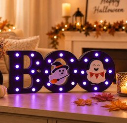Halloween Decorations Indoor Decor, Wooden LED Marquee with Light up Letters
