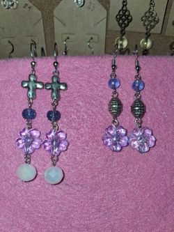 Purple Flower Earings handmade