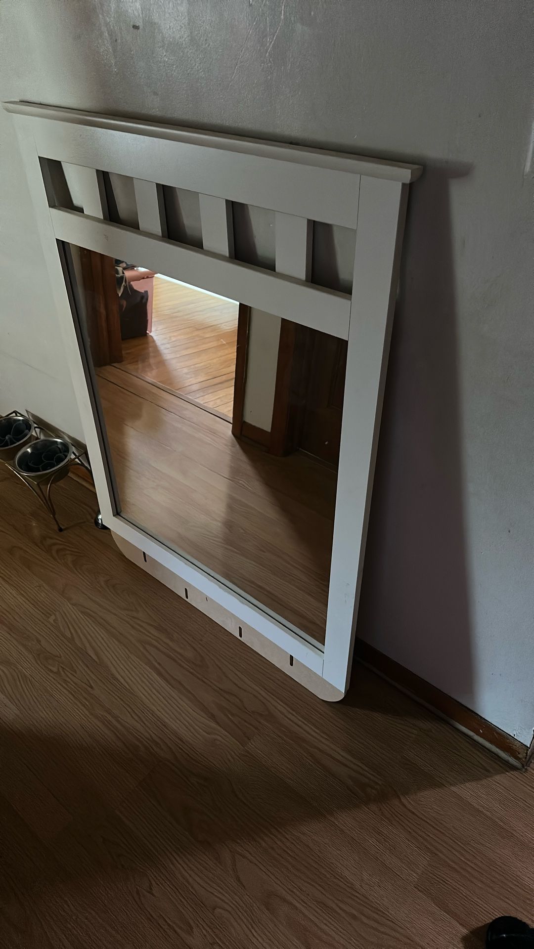 Ashleys White Frame Mirror For Dresser