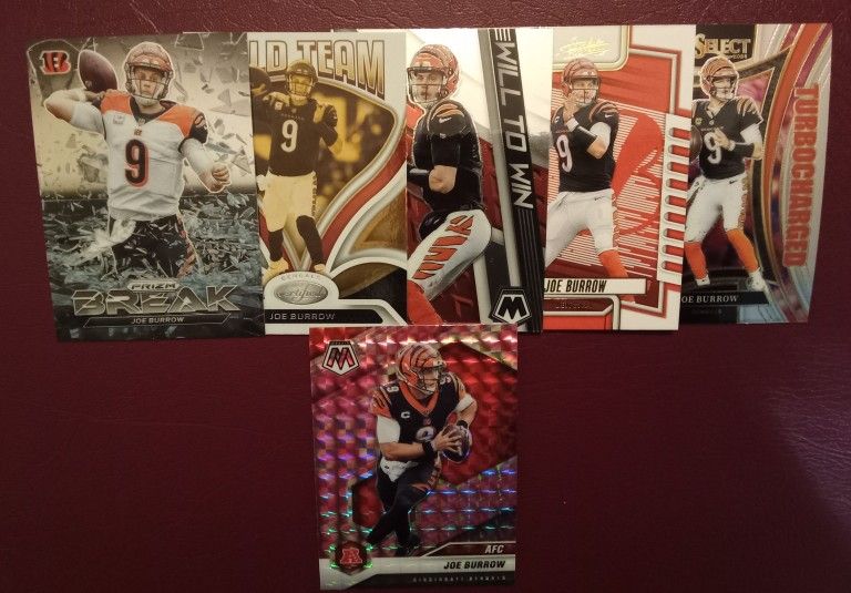 Six Trading Cards of Joe Burrow: Inserts & Parallels 