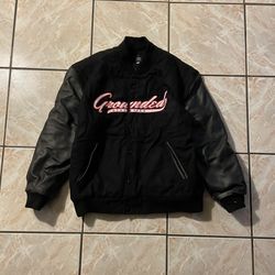 Black and red Jiu-Jitsu varsity jacket real leather