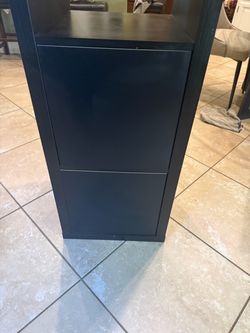 Tall Dark Brown Shelving Unit with Cabinet