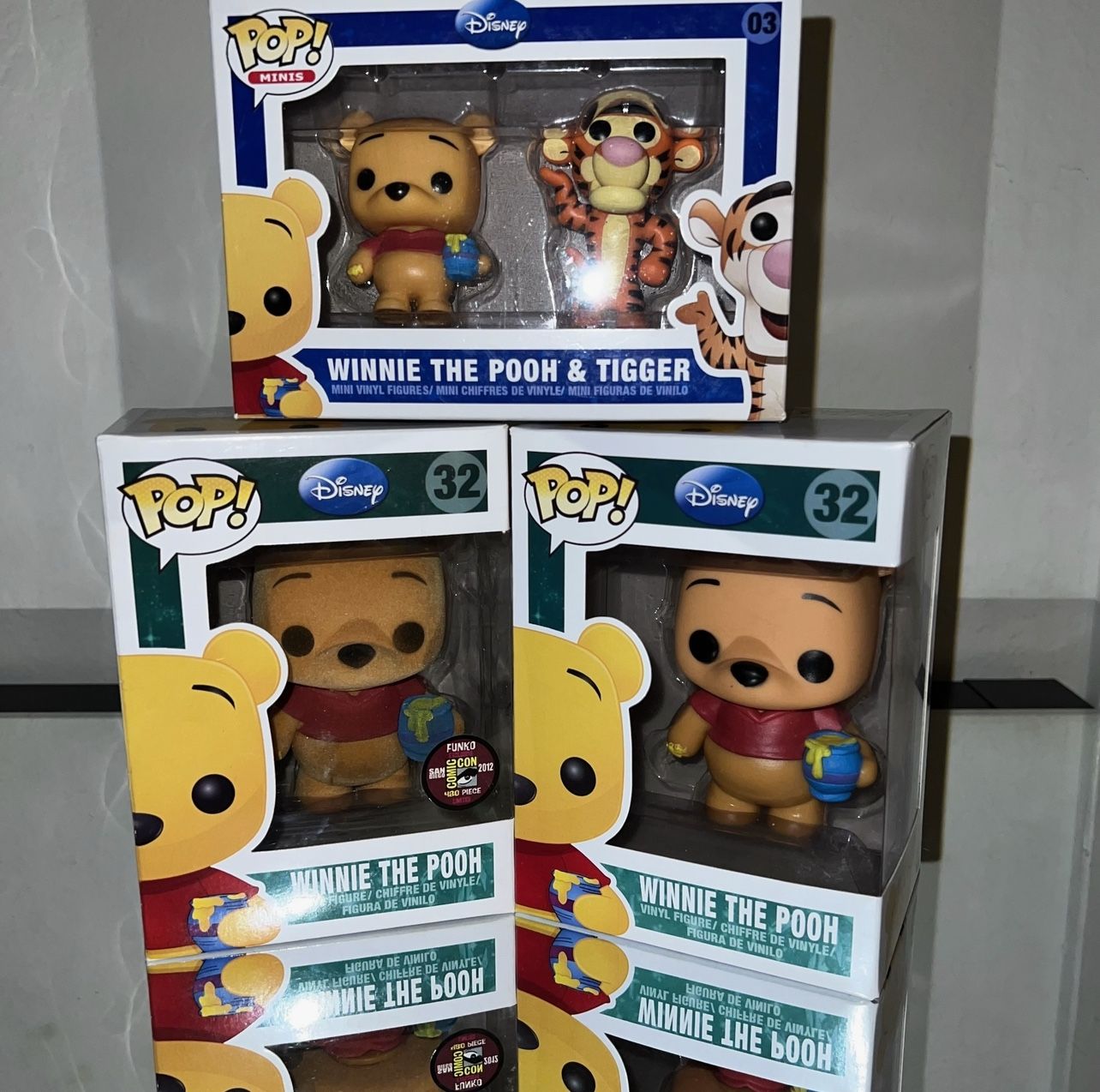 Funko Pop! Disney Winnie The Pooh Reg, Flocked LE 480 Sdcc , Mini 2 Pack, Vaulted