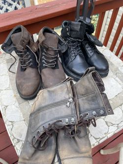 Set Of 3 All Saints Men’s Combat Leather Boots Sizes 9,10, and 11