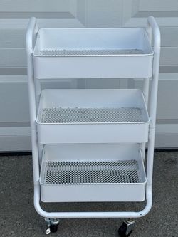 Rolling metal storage cart