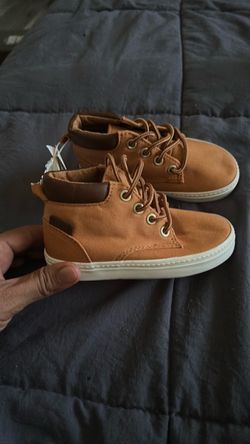 Kids Tan High-Top Lace-Up Sneaker Boots