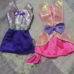Barbie Party Short Dress Dresses Set Purple & Pink W/ Accessories Shoes Heels