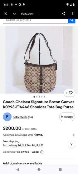 Coach Chelsea Signature Brown Canvas K0993-F1446 shoulder tote bag  very nice an clean good condition $75