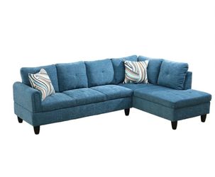97” Blue Sectional Sofa – Modern Microfiber Couch – $499