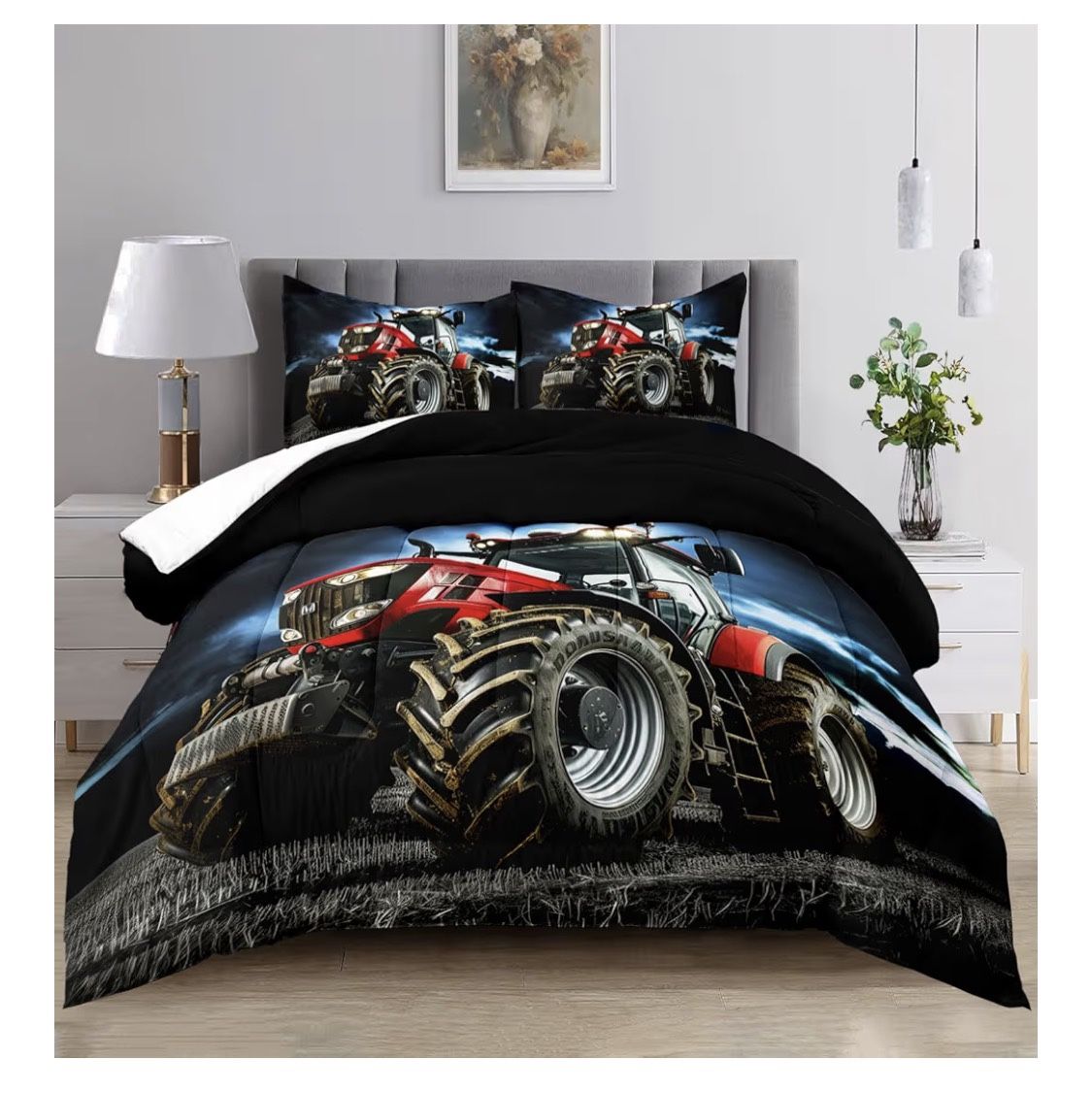 Truck & Sports Car Comforter Set- Queen Size Bedding Set for Boys