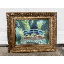 Impressionist Painting of Monet's Japanese Bridge by Artist Von Manire Art Framed