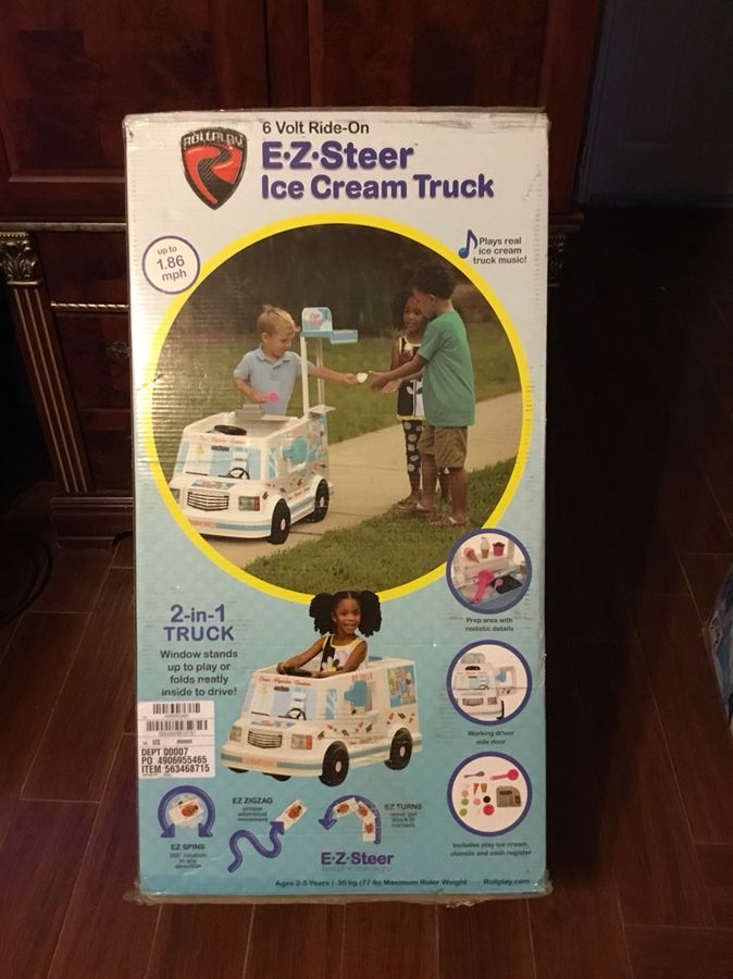 New in box ice cream truck ride on 6 volt