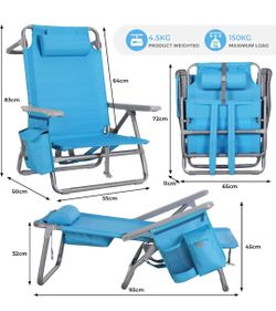 Chair camping set 2 Folding Backpack Beach Chair for Adults with 5-Position Lay Flat
Breathable Teslin Fabric, with Cooler Pouch, Storage Bag, Towel B