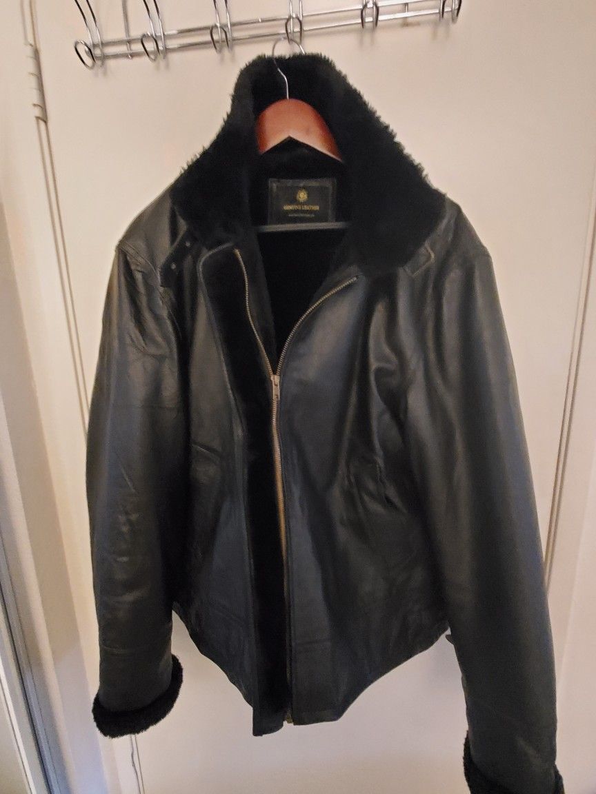 Genuine Leather Black Xl Coat