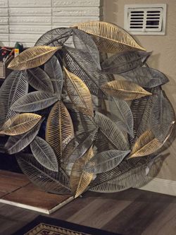 Large Round Metal Leaf Wall Art
