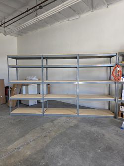 5 Tier Shelving 48 in W x 24 in D American Made Used Heavy Duty Steel Boltless Storage Racks Delivery Available