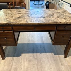 Wood Desk With Stone Top