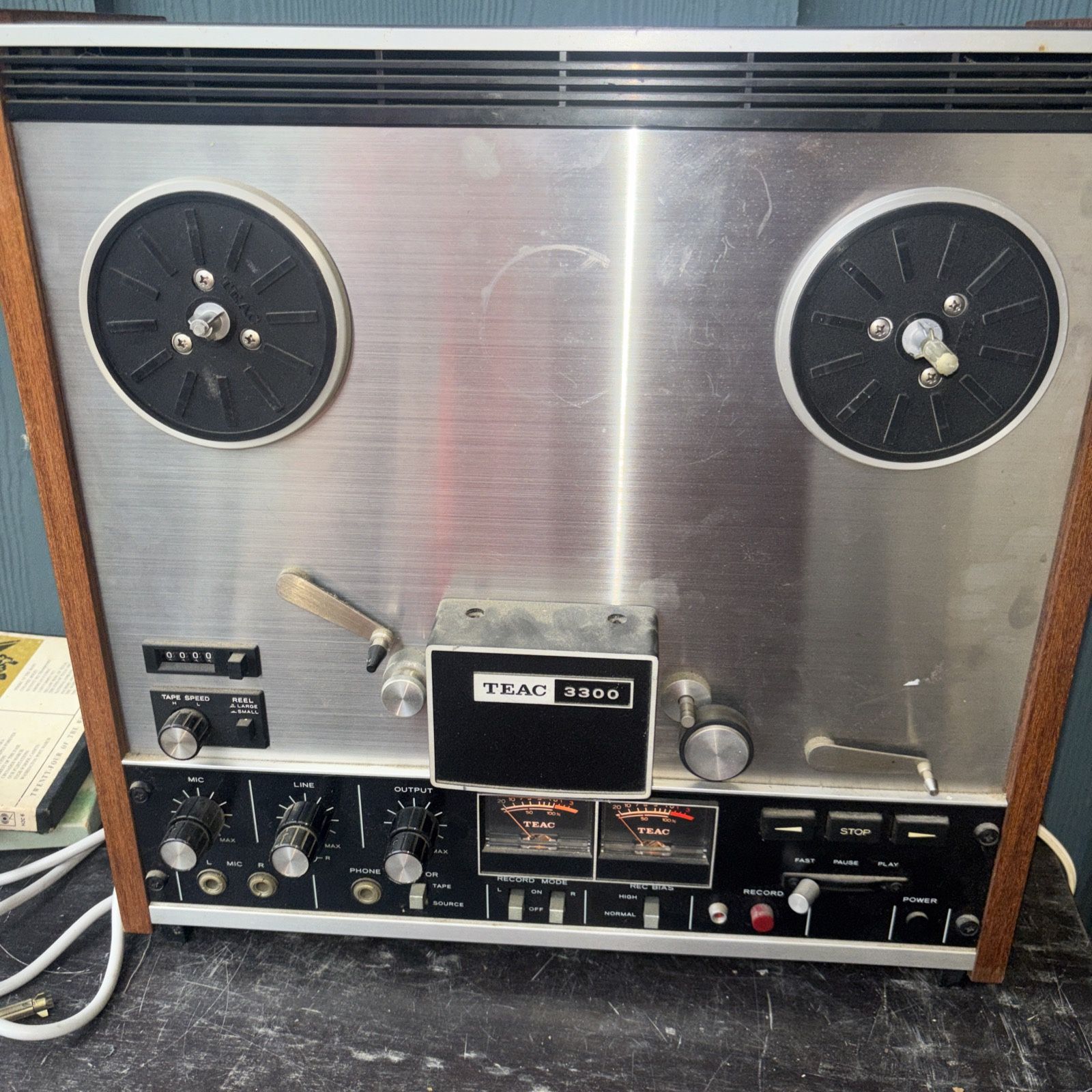 TEAC A-3300 Reel To Reel Tape Recorder Powers On Spins AS IS for Repair