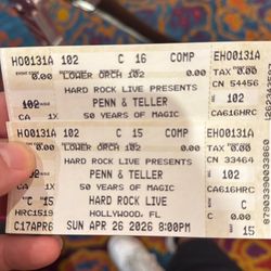 Penn and teller concert April 26 third row