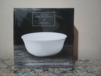 Large Stoneware Beaded Serving Bowl