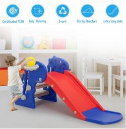 Toddler Slide Indoor & Outdoor Playground
Kids Slide Climber Playset with Basketball Hoop, Baby Slide for Toddlers Aged 1-3, Folding Design Freestandi