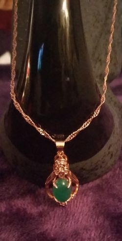 Natural JADE Necklace in 18K Rose Gold
