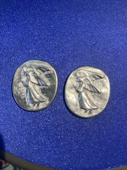 2 Of Guardian Angel Pocket Stone NEW Pewter Amulet Token Altar Prayer Coin -