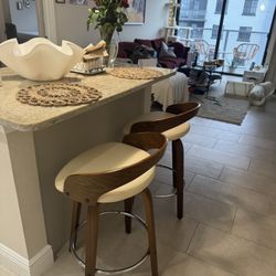  Faux Leather Upholstered Swivel Bar Stools (Set of 2) 