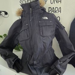 Women's The North Face Parka Jacket With Hood Color Grey Size Medium
