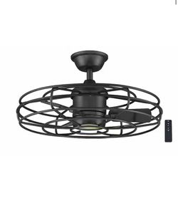 Home Decorators Collection Heritage Point 25 in. Indoor/Covered Outdoor Matte Black Fandelier Ceiling Fan with Integrated LED and Remote Included