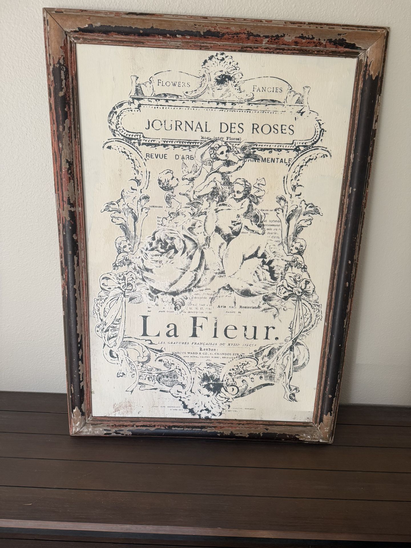 Vintage Wood Framed Journal Des Roses