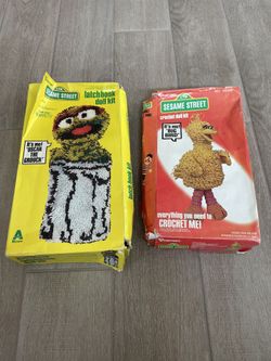 Vintage crochet Sets Sesame Street Unused Big Bird Oscar The Grouch