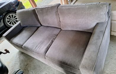 Grey couch and tan Lazy-boy