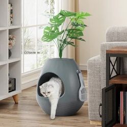 Hidden Cat Litter Box Gray ABS Covered Litter Box, NEW 