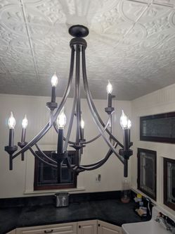 Chandelier with textured glass