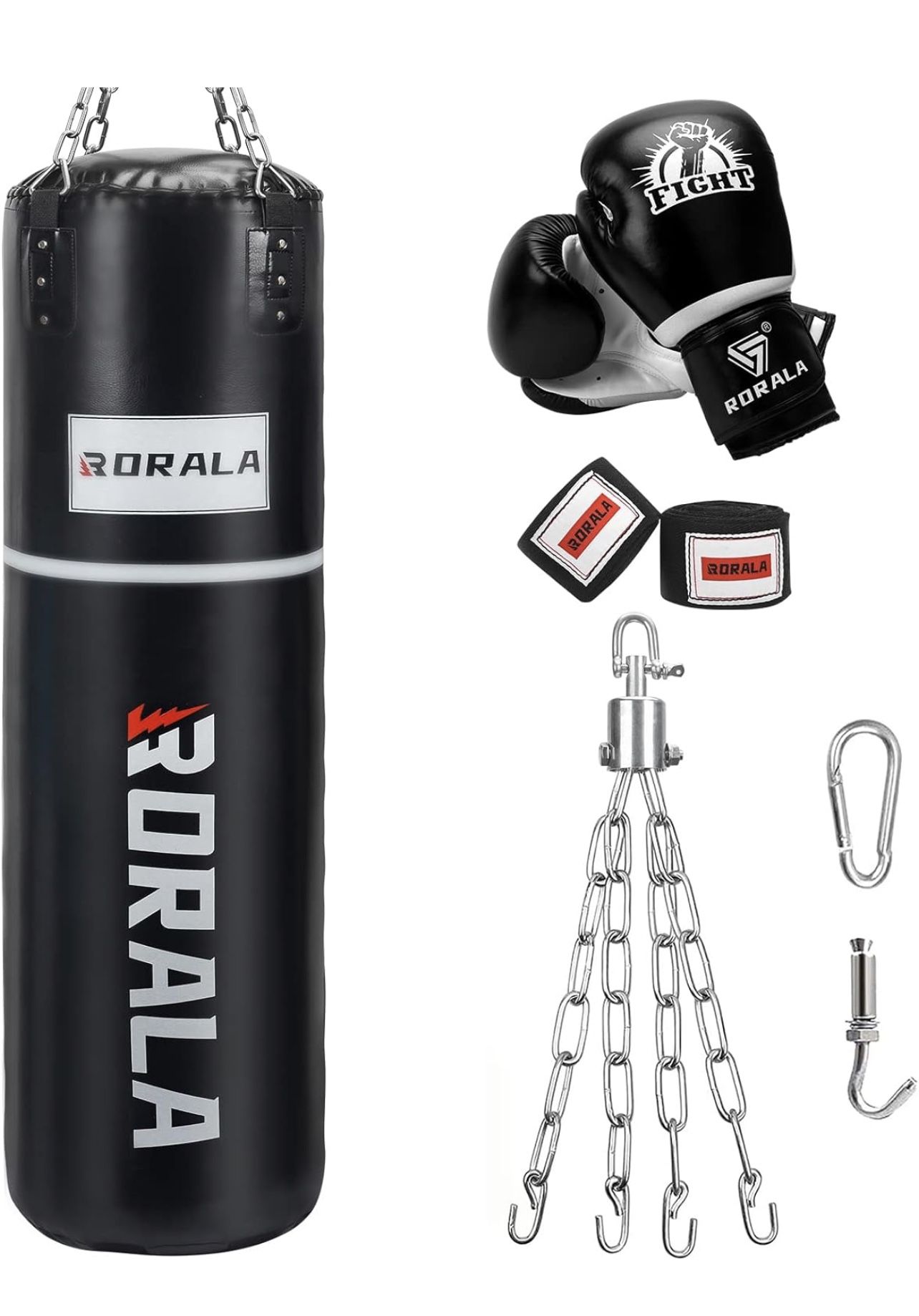 Punching Bag 5 in 1,Filled 70/100-pound Heavy Bag with Gloves for Boxing, Muay Thai,Karate, Kickboxing, Daily Workouts (100)
