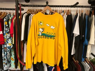 Vintage Iceberg History Snoopy Woodstock Scout Long Sleeve Yellow Size 3XL