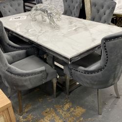 Modern Chrome And Grey Dining Set A Real Attention Getter Needs A New Home Was $3499 Now $1450. Our Cost Can Deliver Outlet Deals Everyday