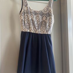 Cream And Navy Dress