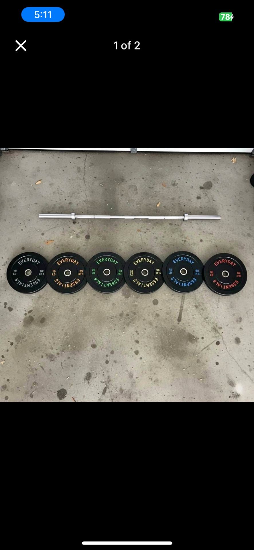 New Olympic Weights Bumper Plates With Barbell