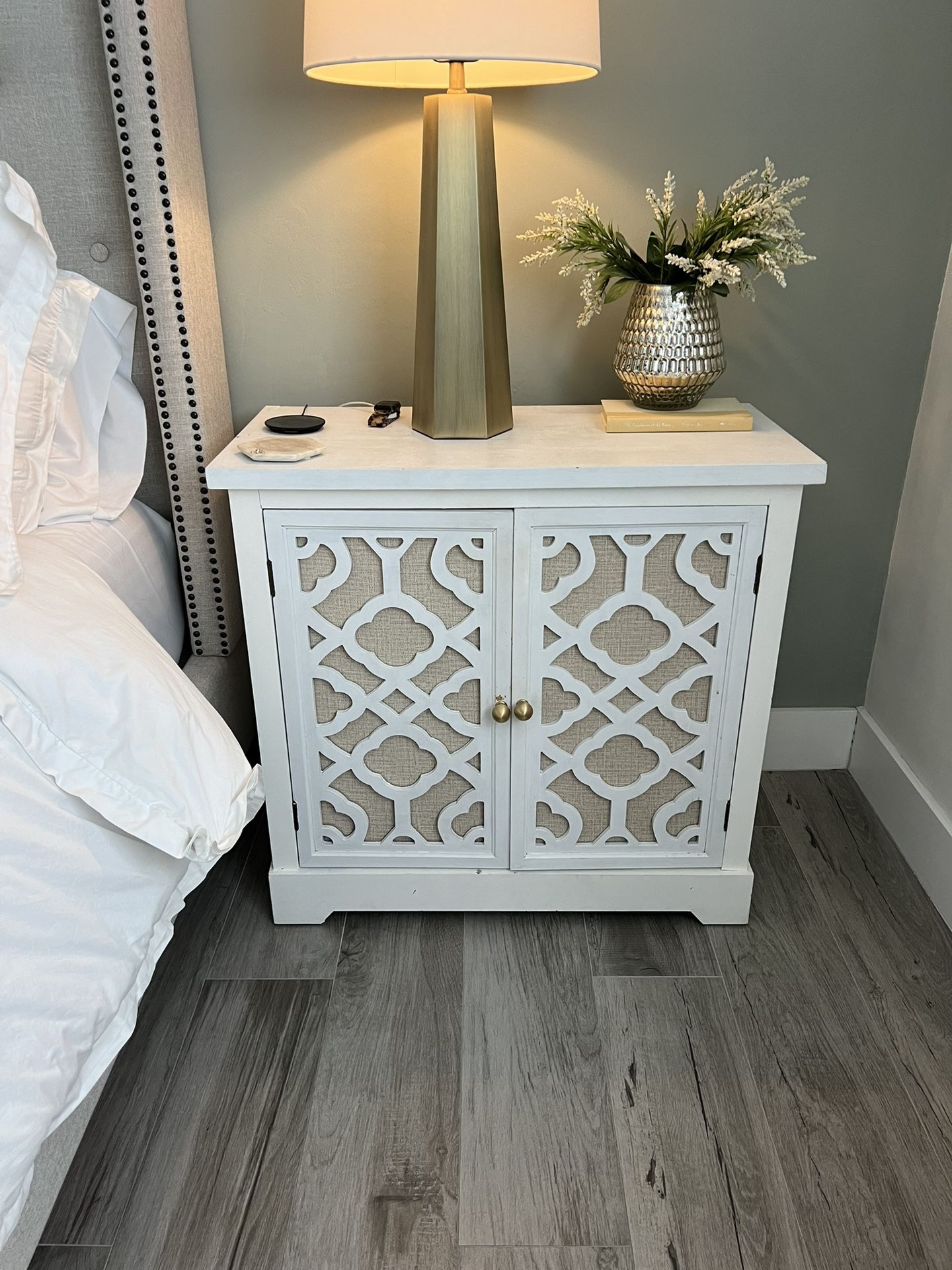 Set Of 2 Nightstands Console Table End Table Cabinet. Nadeau. West Elm. Ashley Furniture. Natural Wood + White