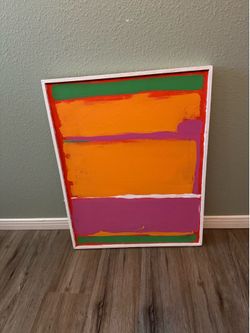 Signed Vintage 29” X 23” X 1.5” Framed Abstract Local Art Mary Lampros 1978